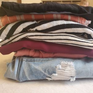 7 tank tops and overalls Lot